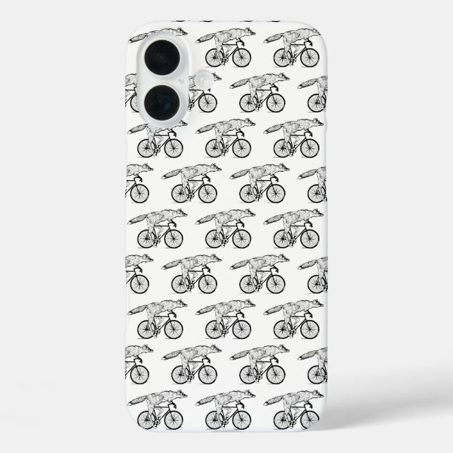Coques Case-Mate iPhone Impression d'art du renard fantaisiste à bicyclett (Verso)