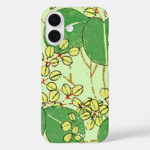 Coque Pour iPhone 16 Impression de bloc de bois de feuille verte botani