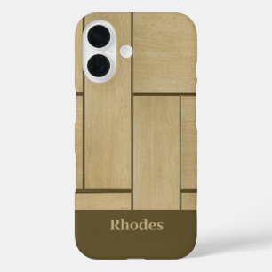 Coque Pour iPhone 16 impression de dalle de bois Brown
