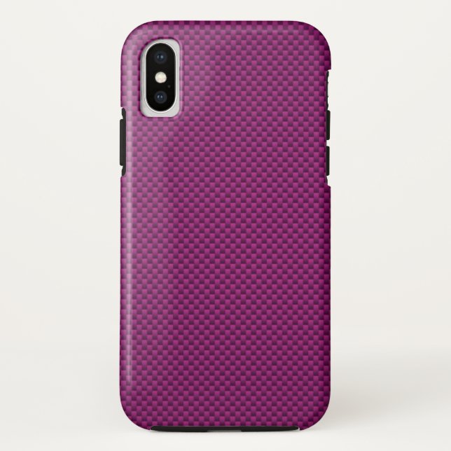 Coques Case-Mate iPhone Impression de fibre de carbone violet Fushia (Dos)