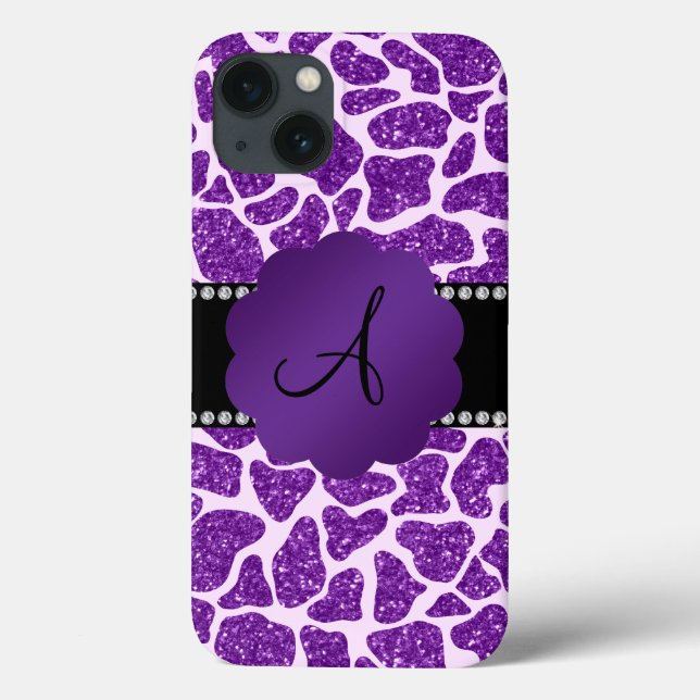 Coques Case-Mate iPhone Impression de girafe à parties scintillant violet  (Verso)