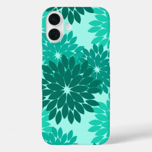 Coque Pour iPhone 16 Plus Impression de kimono floral moderne, turquoise, sa