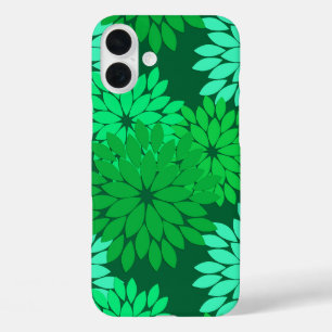 Coques iPhone 16 Plus Impression de kimono floral moderne, vert émeraude