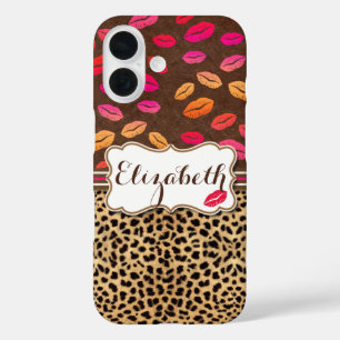 Coque Pour iPhone 16 Impression de léopard Lèvres Baisers Personnalisés