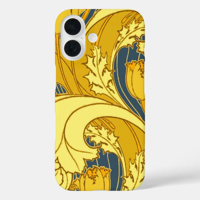 Coques Case-Mate iPhone Impression de motif de tulipe : Art nouveau bleu j (Verso)