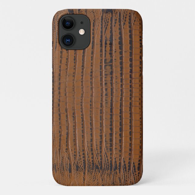 Coques Case-Mate iPhone Impression de peau de crocodile marron (Dos)