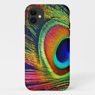 Coque iPhone 11 Impression de plume de paon colorée
