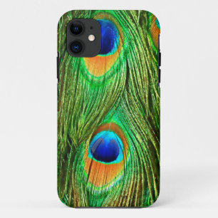 Coque iPhone 11 Impression de plumes de paon colorées