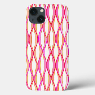 Coques Pour iPhone Impression de ruban de milieu de siècle - corail e