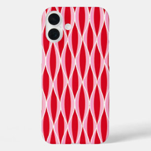 Coques iPhone 16 Plus Impression de ruban de milieu de siècle, rouge cor