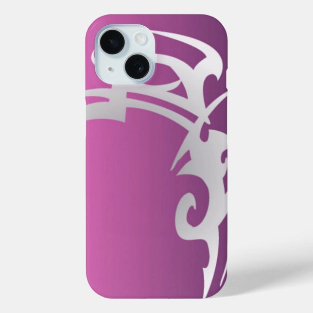 Coques Case-Mate iPhone Impression de tatouage blanc sur dégradé violet (Verso)