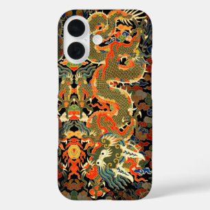Coque Pour iPhone 16 Impression de textile de dragon chinois vintage Ar