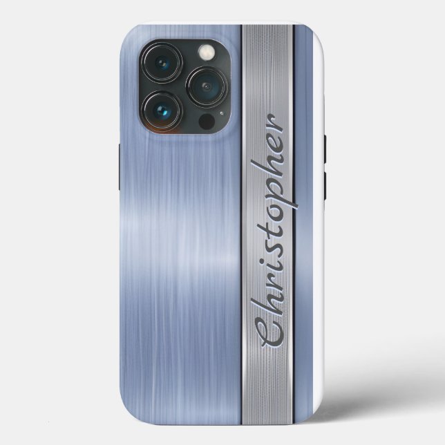 Coques Case-Mate iPhone Impression en acier inoxydable bleu titane (Verso)