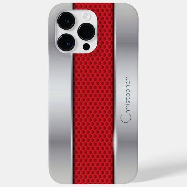 Coques Case-Mate iPhone Impression en acier inoxydable titane rouge (Verso)