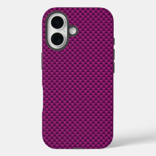 Coques iPhone 16 Impression en fibre de carbone rose chaud Fushcia