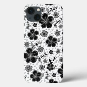 Case-Mate iPhone Case Impression florale noire et blanche