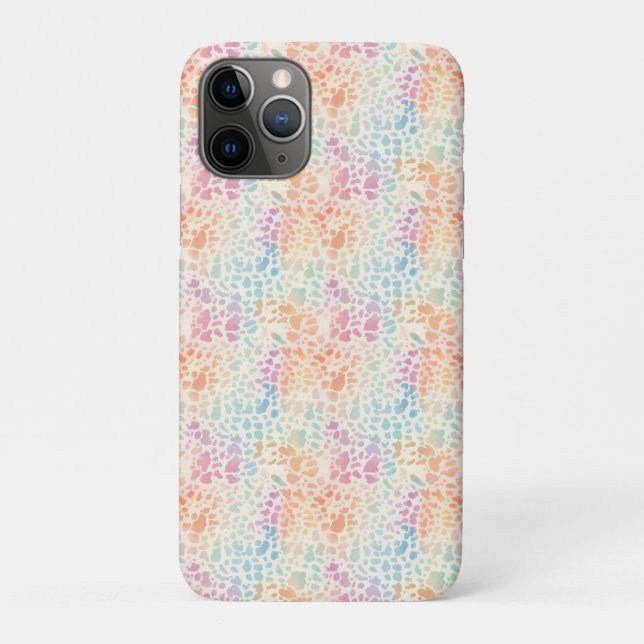 Coques Case-Mate iPhone Impression léopard arc-en-ciel pastel à l'aquarell (Dos)