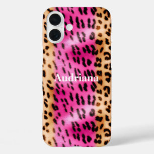 Coque Pour iPhone 16 Plus Impression léopard or rose