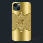 Etui iPhone Case-Mate Impression métal or avec Motif de diamants<br><div class="desc">Brillant imprimé or métallique avec motif d'impression de texture diamants or. monogramme personnalisé et optionnel.</div>