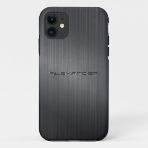 Coques Pour iPhone Impression métallique en aluminium brossé gris