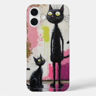 Coque Pour iPhone 16 Plus Impression minimaliste Abstraite de chat noir