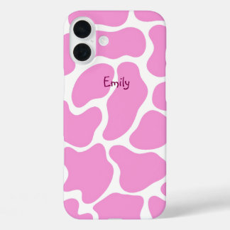 Coque Pour iPhone 16 Plus Impression minimaliste de vache rose