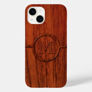 Coque Pour iPhone 14 Impression Monogramme en bois acajou