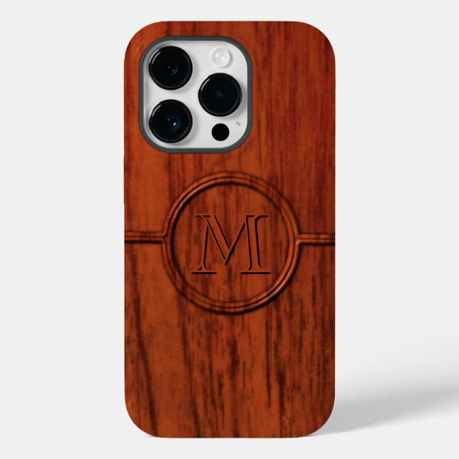 Coques Case-Mate iPhone Impression Monogramme en bois acajou (Verso)