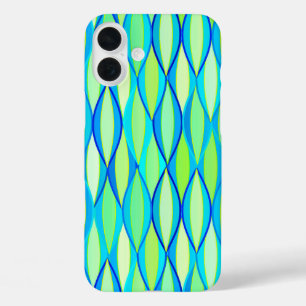Coques iPhone 16 Plus Impression ruban milieu du siècle - turquoise et l
