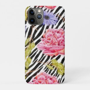 Case-Mate iPhone Case Impression Zebra avec rose chic et violet floral