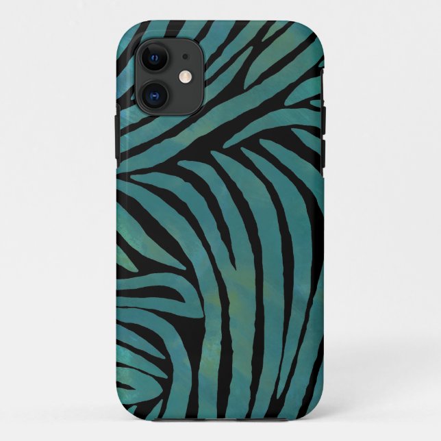 Coques Case-Mate iPhone Impression Zebra turquoise (Dos)