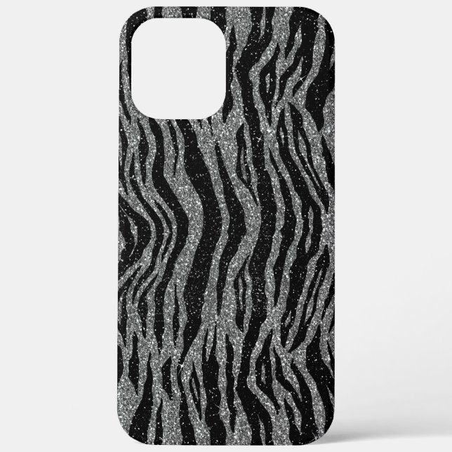 Coques Case-Mate iPhone Impression Zèbre Noir et Gris Argent (Verso)
