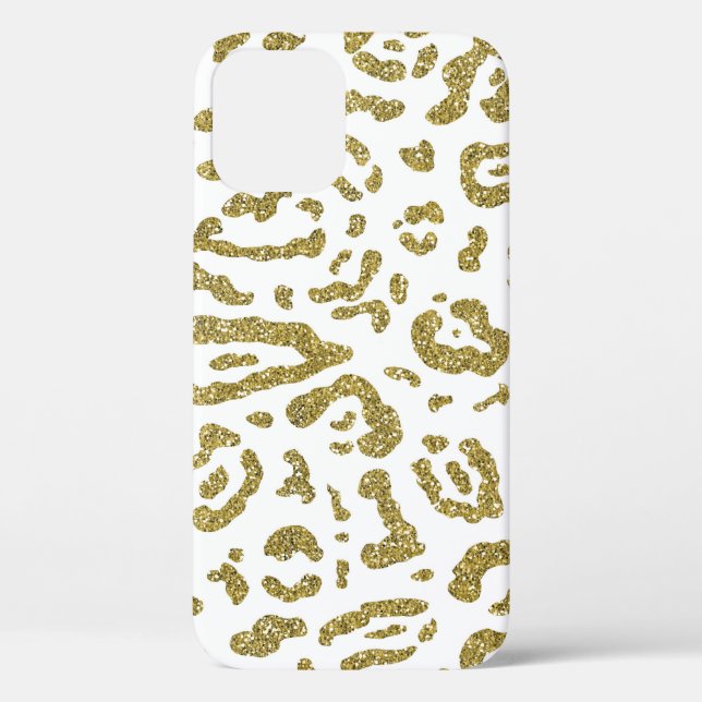 Coques Case-Mate iPhone Imprimé animal à paillettes dorées guépard blanc l (Verso)