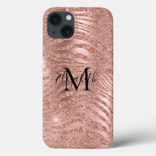 Case-Mate iPhone Case Imprimé animal à paillettes Monogramme or rose