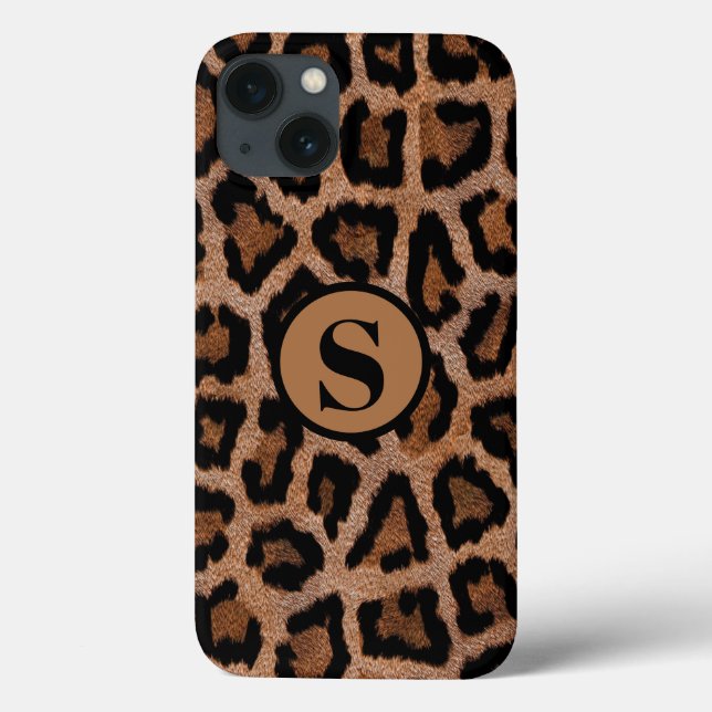 Coques Case-Mate iPhone Imprimé Animal Léopard Monogramme Nom (Verso)