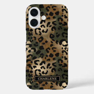 Coque Pour iPhone 16 Imprimé Camo Léopard Monogrammé