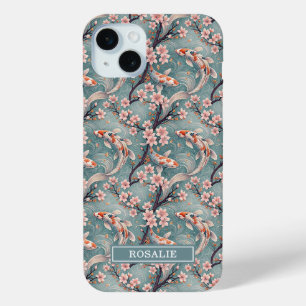 Coque Case-Mate iPhone Imprimé de poissons Koi Sakura japonais monogrammé