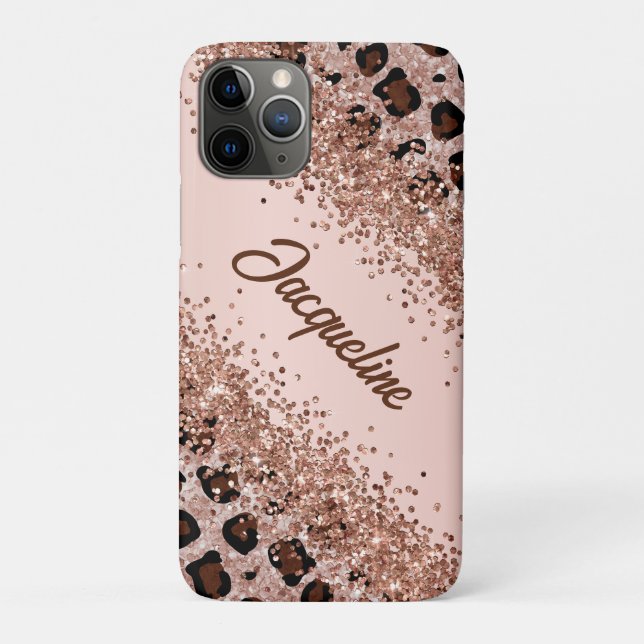 Coques Case-Mate iPhone Imprimé élégant léopard et paillettes  (Dos)