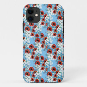Etui iPhone Case-Mate Imprimé floral fleurs shabby chic bleu rouge par L