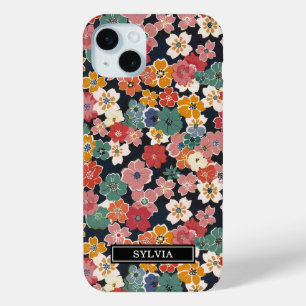 Coque Case-Mate iPhone Imprimé floral japonais coloré monogrammé