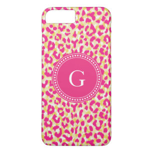 Coques Pour iPhone Imprimé guépard rose coloré féminin monogramme