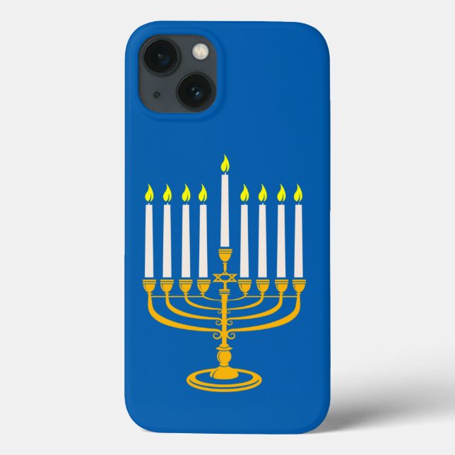Coques Case-Mate iPhone imprimé jaune menorah hanoukka (Verso)