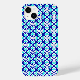 Coque Case-Mate iPhone imprimé kimono floral, bleu turquoise et bleu coba