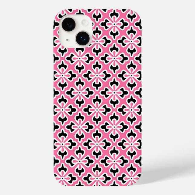 Coques Case-Mate iPhone imprimé kimono floral, rose, noir et blanc (Verso)