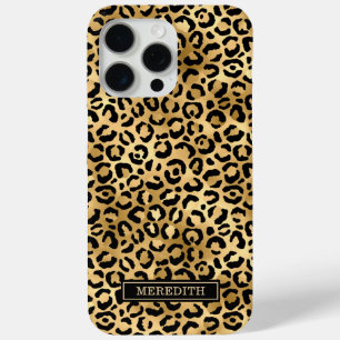 Coque Case-Mate iPhone Imprimé léopard à motif monogrammé feuille d'or