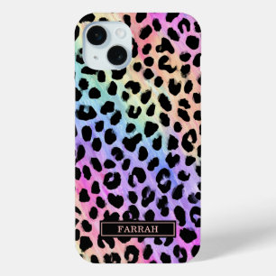 Coque Case-Mate iPhone Imprimé Léopard Arc-en-ciel Pastel Monogrammé