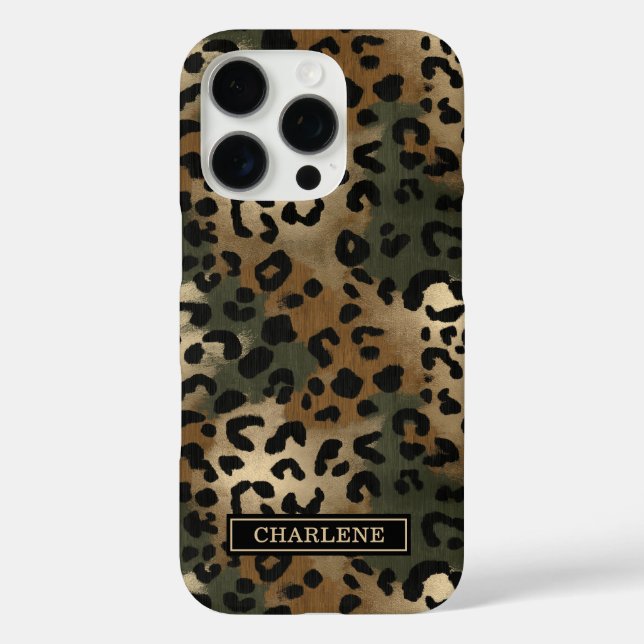 Coques Case-Mate iPhone Imprimé Léopard Camo Monogrammé (Verso)