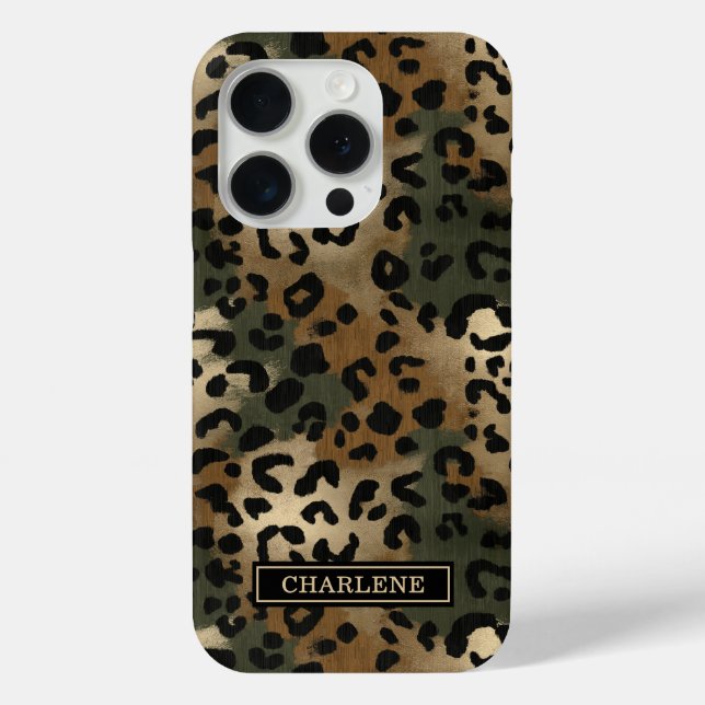Coques Case-Mate iPhone Imprimé Léopard Camo Monogrammé (Verso)