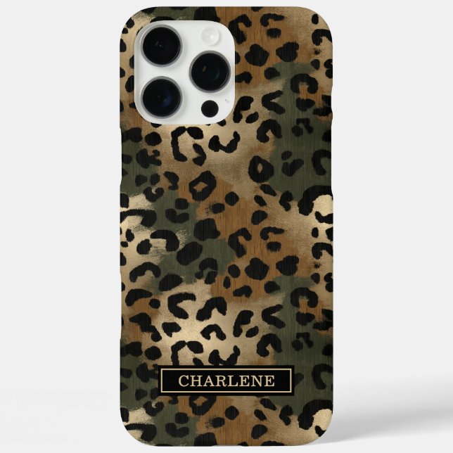 Coques Case-Mate iPhone Imprimé Léopard Camo Monogrammé (Verso)