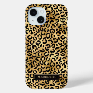 Coque Case-Mate iPhone Imprimé léopard en feuille d'or monogrammé